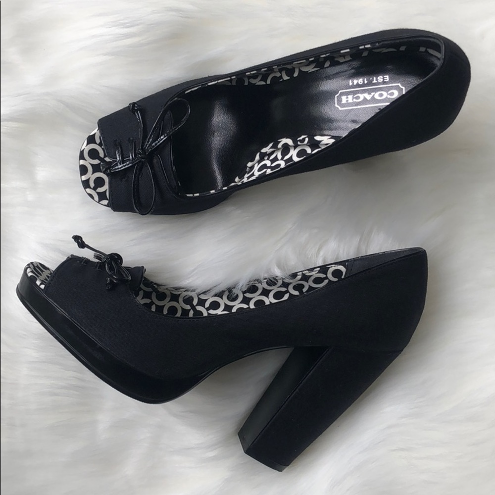 Coach Corey Signature Print Block Heel 4” Pumps